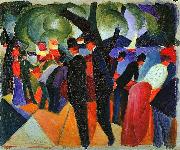 August Macke A Stroll on the Bridge oil on canvas